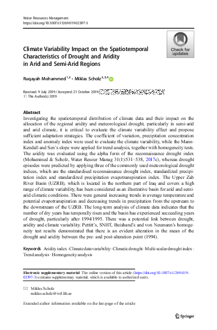 (PDF) Climate Variability Impact on the Spatiotemporal Characteristics ...