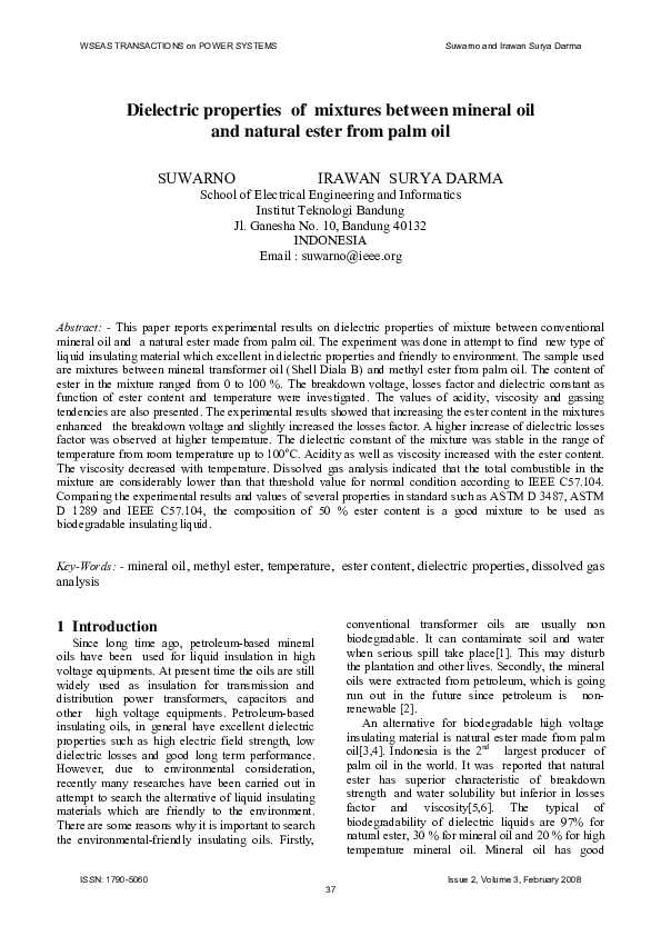 (PDF) Dielectric Properties of Mixtures Between Mineral Oil and Natural ...