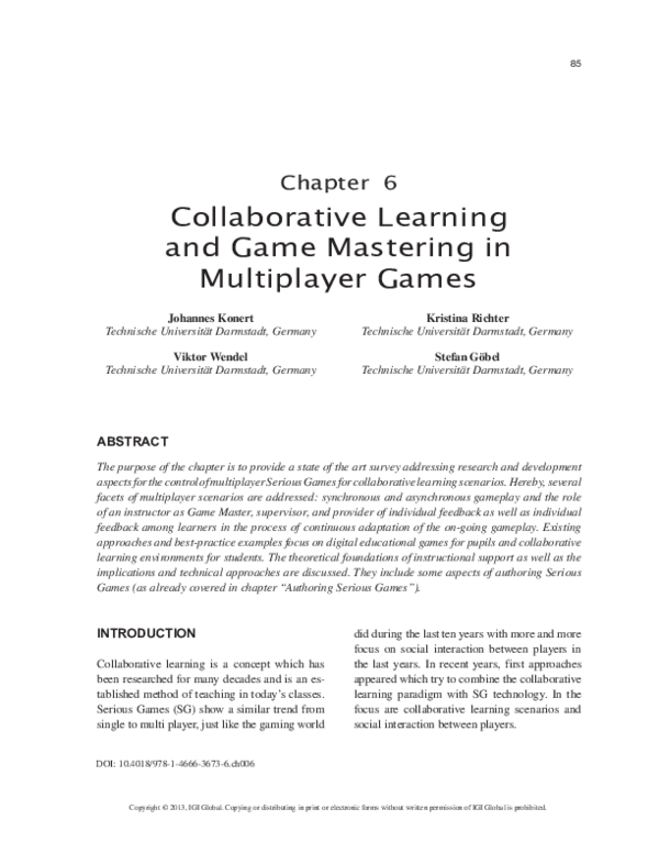 (PDF) Collaborative Learning and Game Mastering in Multiplayer Games