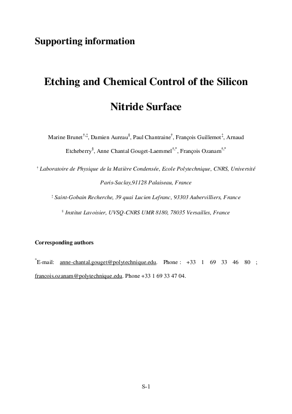 (PDF) Etching and chemical control of the silicon nitride surface