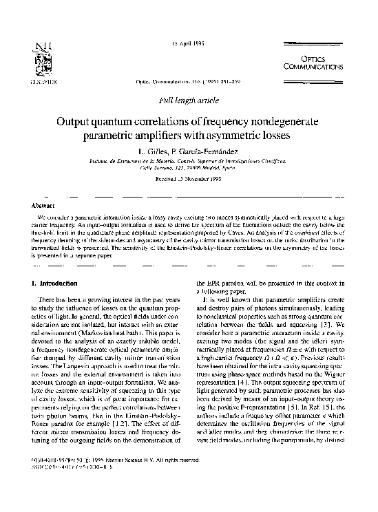(PDF) Output quantum correlations of frequency nondegenerate parametric ...