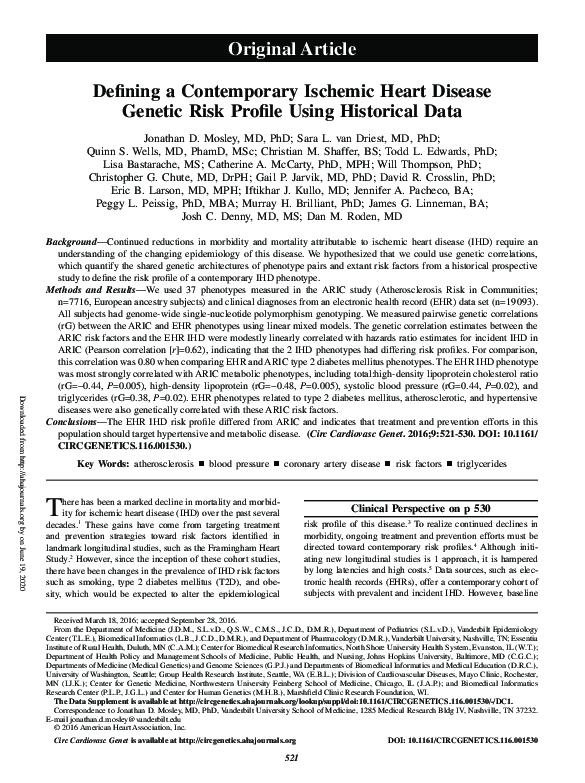 (PDF) Defining a Contemporary Ischemic Heart Disease Genetic Risk ...
