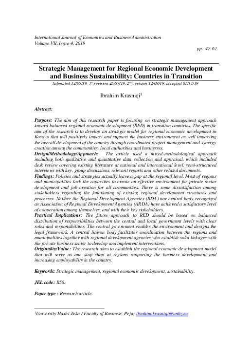 (PDF) Strategic Management for Regional Economic Development and ...