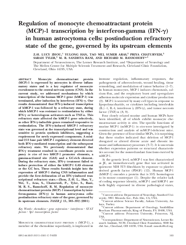 (PDF) Regulation of monocyte chemoattractant protein (MCP)-1 ...