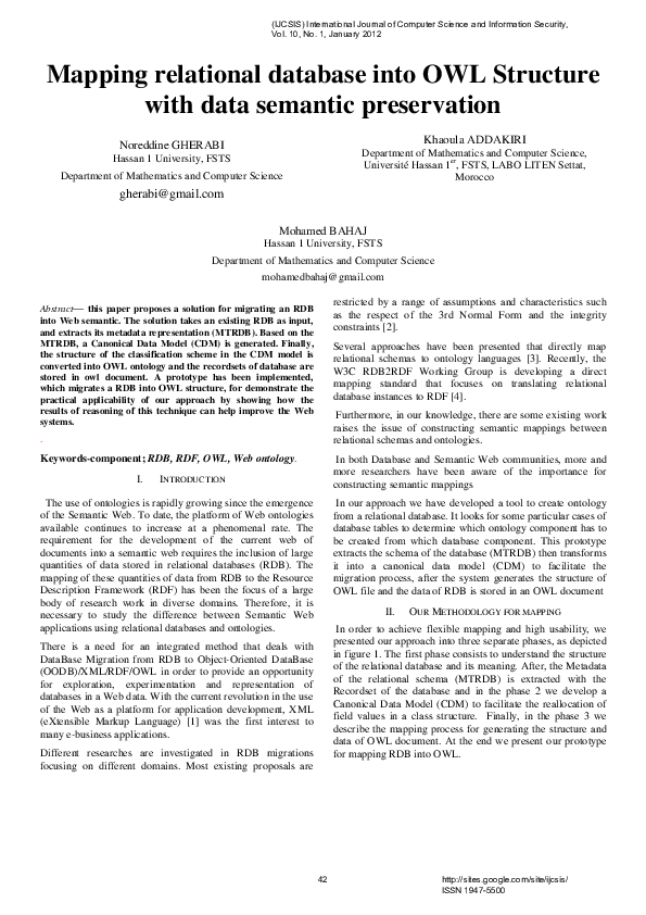 (PDF) Mapping relational database into OWL Structure with data ...