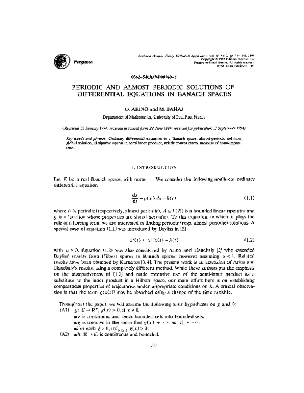 (PDF) Periodic and almost periodic solutions of differential equations ...