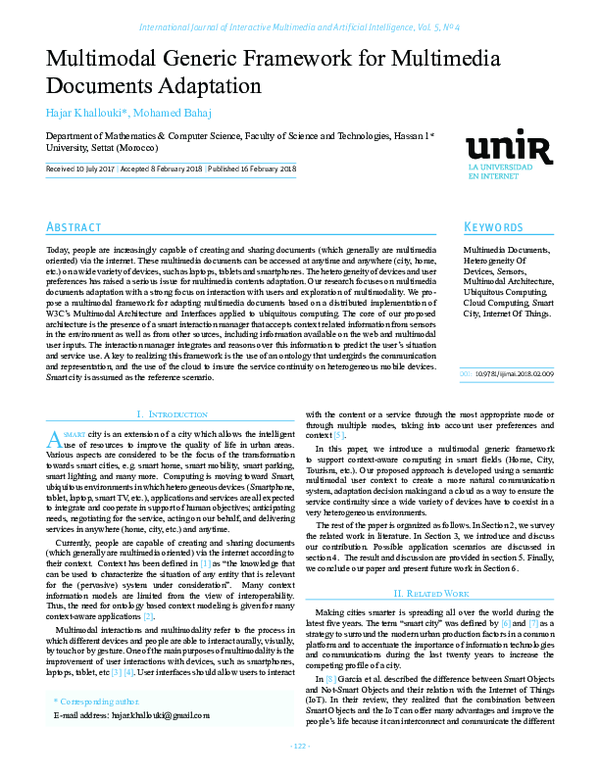 (PDF) Multimodal Generic Framework for Multimedia Documents Adaptation