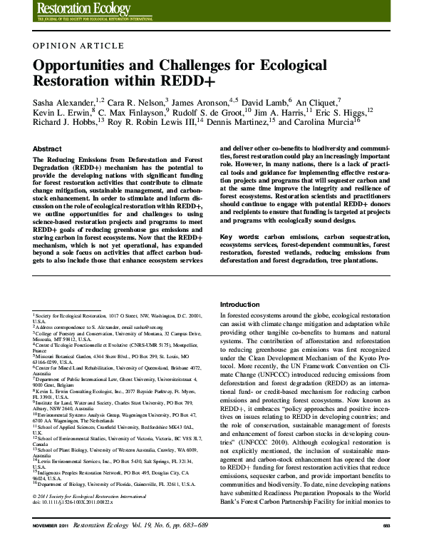 Restoration ecology journal author guidelines picture