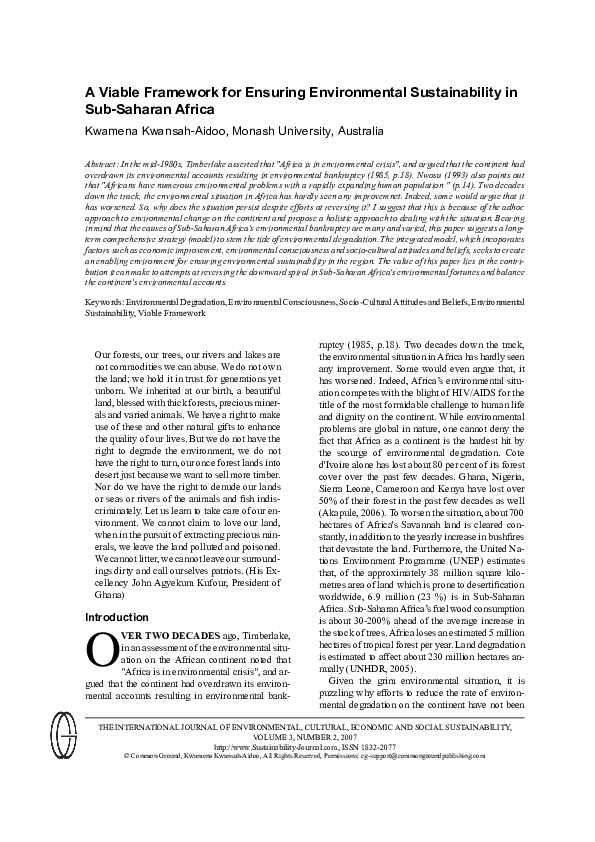 (PDF) A Viable Framework for Ensuring Environmental Sustainability in ...