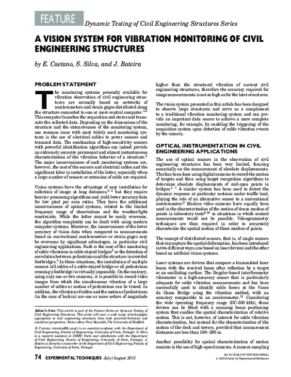 (PDF) A vision system for vibration monitoring of civil engineering ...