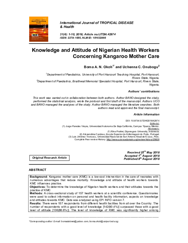 (PDF) Knowledge and Attitude of Nigerian Health Workers Concerning ...
