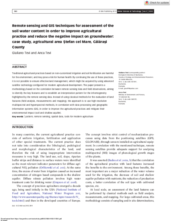 (PDF) Remote sensing and GIS techniques for assessment of the soil ...