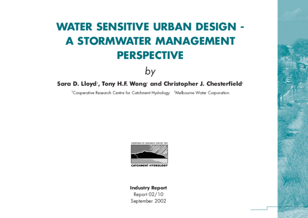 (PDF) Water sensitive urban design: a stormwater management perspective
