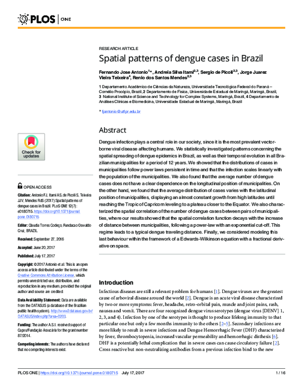 (PDF) Spatial patterns of dengue cases in Brazil