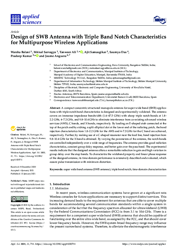 (PDF) Design of SWB Antenna with Triple Band Notch Characteristics for ...