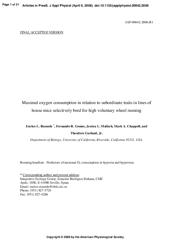 (PDF) Maximal oxygen consumption in relation to subordinate traits in ...