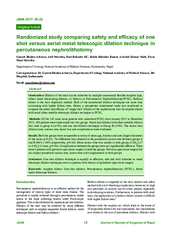 (PDF) Randomized study comparing safety and efficacy of one shot versus ...