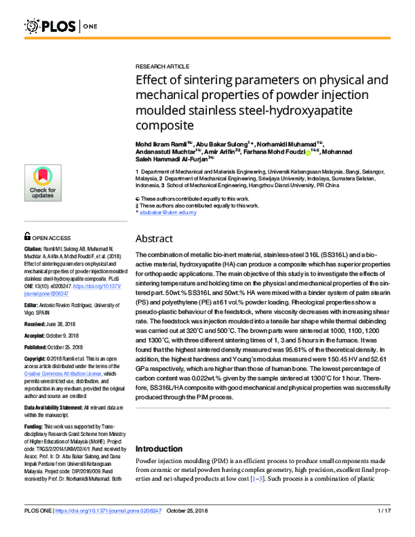(PDF) Effect of sintering parameters on physical and mechanical ...