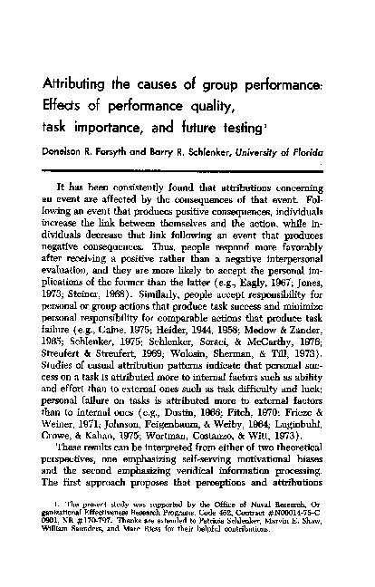 (PDF) Attributing the causes of group performance: Effects of ...