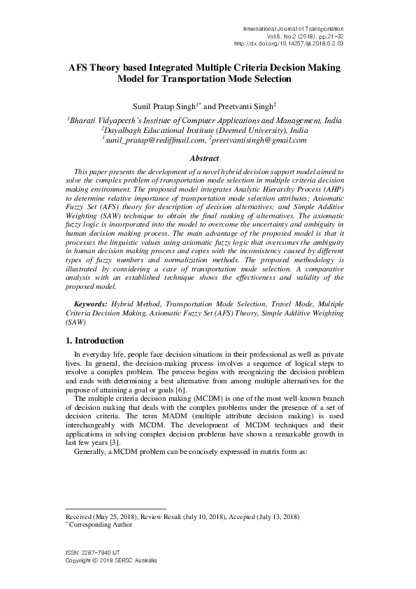 (PDF) AFS Theory based Integrated Multiple Criteria Decision Making ...