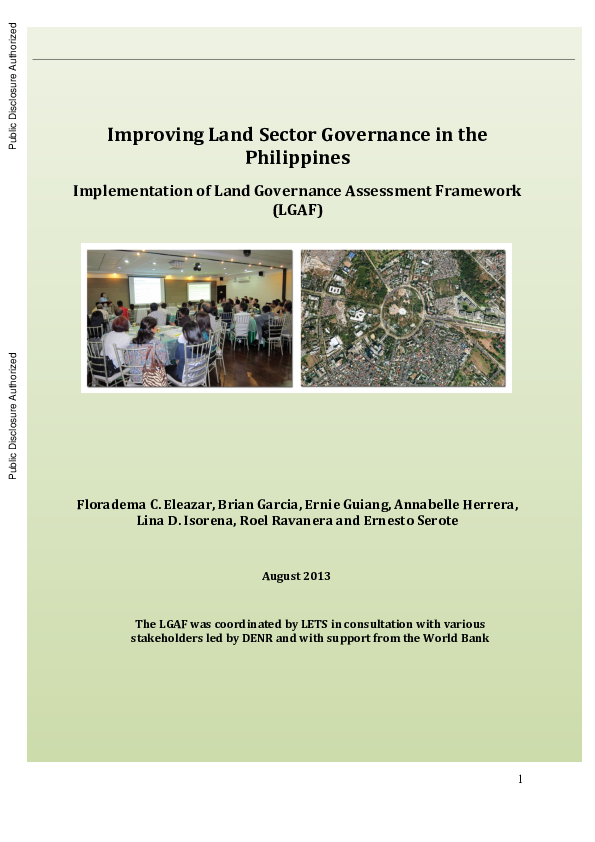 (PDF) Improving Land Sector Governance in the Philippines