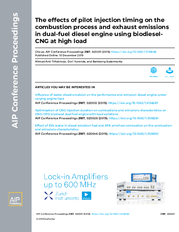 (PDF) The effects of pilot injection timing on the combustion process ...