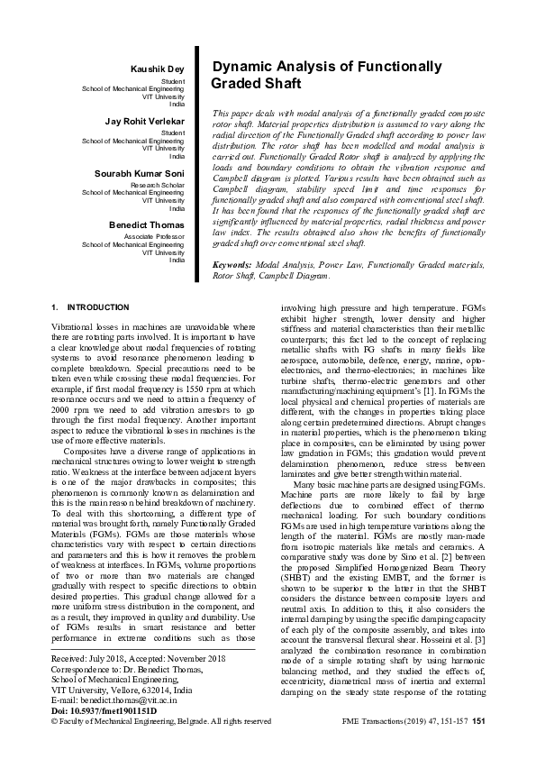 (PDF) Dynamic analysis of functionally graded shaft