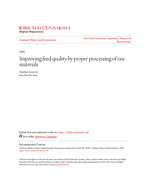 (PDF) Improving feed quality by proper processing of raw materials