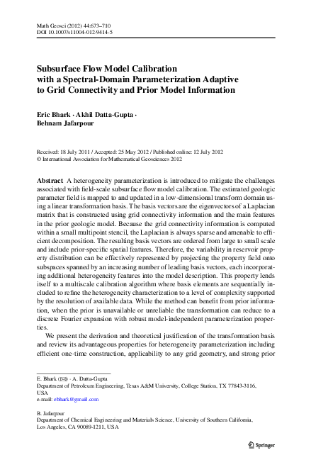 (PDF) Subsurface Flow Model Calibration with a Spectral-Domain ...