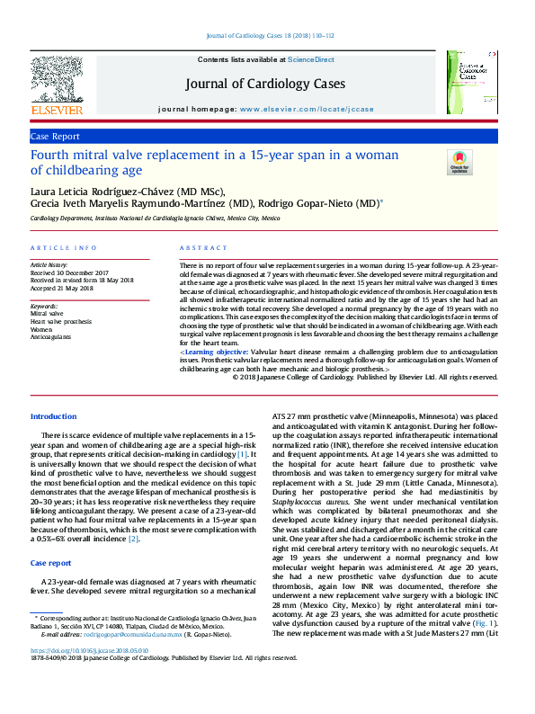 (PDF) Fourth mitral valve replacement in a 15-year span in a woman of ...