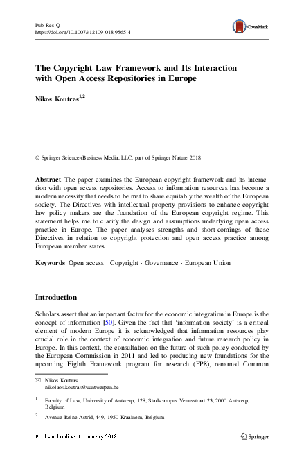 (PDF) The Copyright Law Framework and Its Interaction with Open Access ...