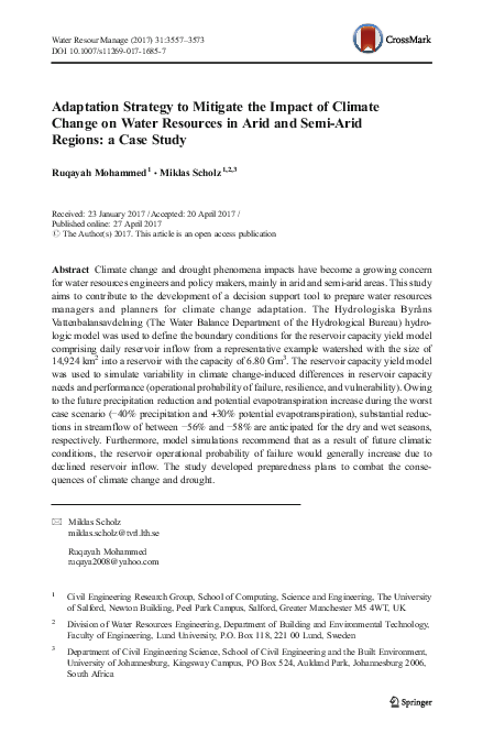 (PDF) Adaptation Strategy to Mitigate the Impact of Climate Change on ...