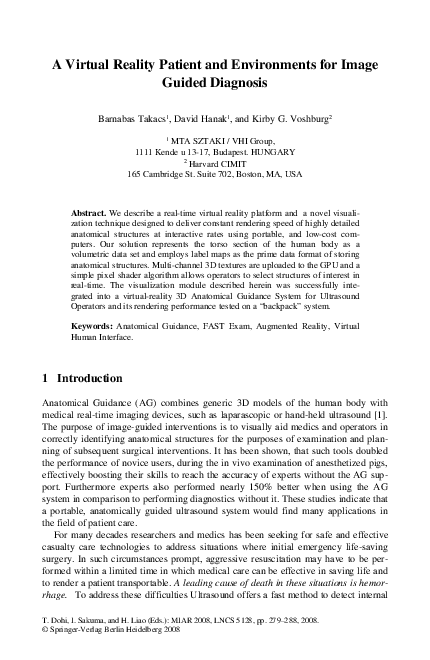 (PDF) A Virtual Reality Patient and Environments for Image Guided Diagnosis