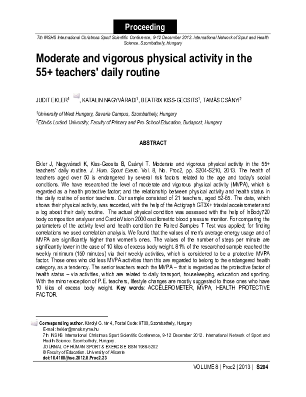 (PDF) Moderate and vigorous physical activity in the 55+ teachers ...