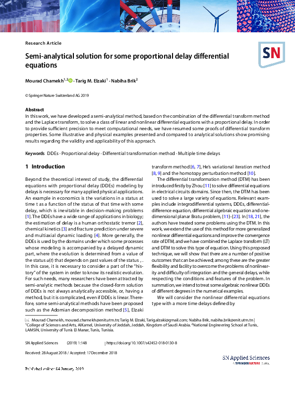 (PDF) Semi-analytical solution for some proportional delay differential ...