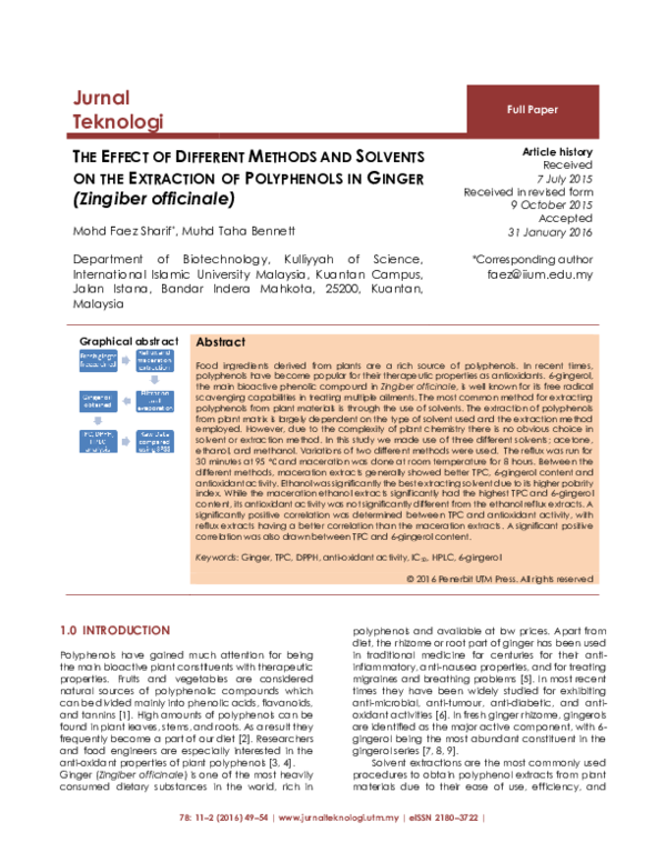 (PDF) THE EFFECT OF DIFFERENT METHODS AND SOLVENTS ON THE EXTRACTION OF ...
