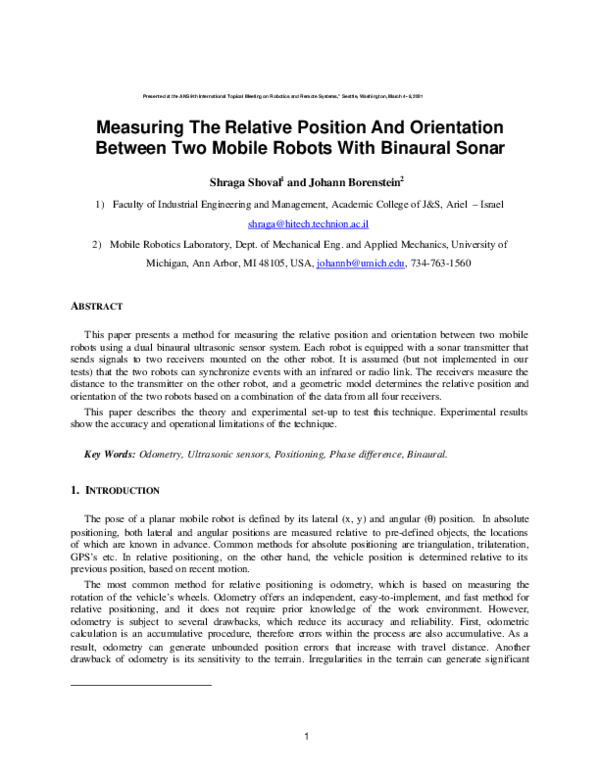 (PDF) Measuring the relative position and orientation between two ...