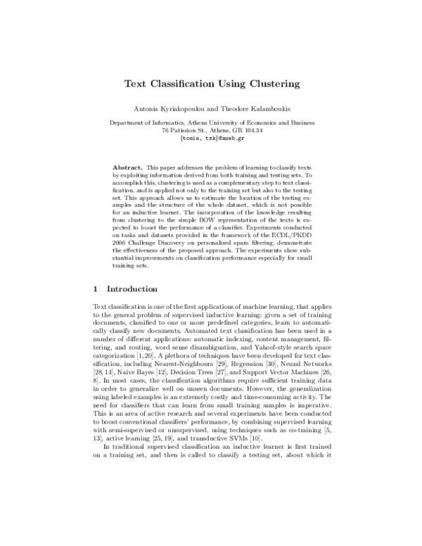(PDF) Text Classification Using Clustering