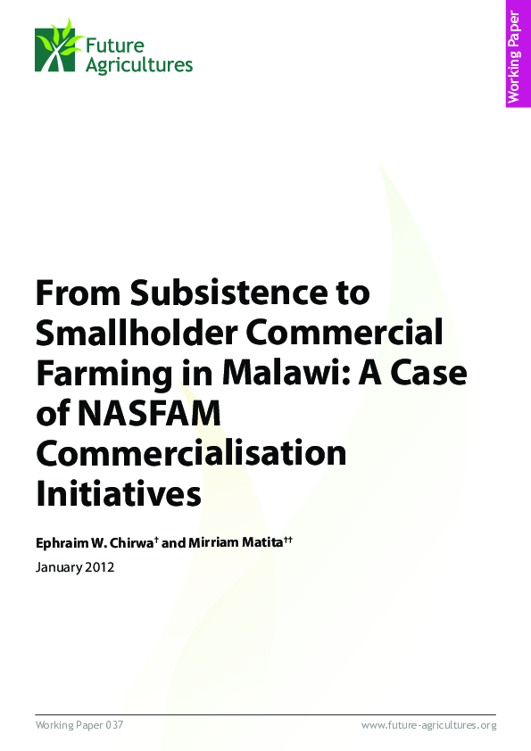 (PDF) From Subsistence to Smallholder Commercial Farming in Malawi: A ...