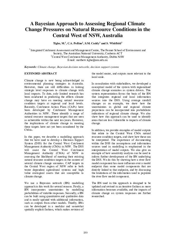 (PDF) A Bayesian Approach to Assessing Regional Climate Change ...