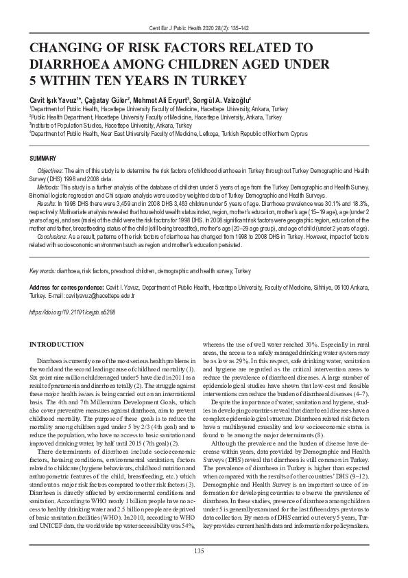(PDF) Changing of risk factors related to diarrhoea among children aged ...