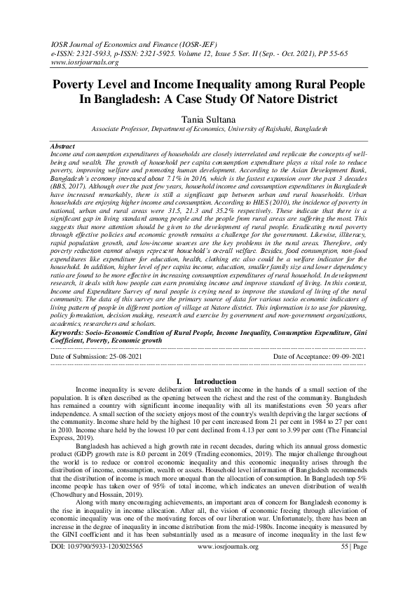 (PDF) Poverty Level and Income Inequality among Rural People In ...