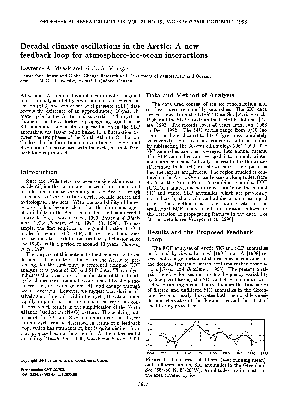 (PDF) Decadal climate oscillations in the Arctic: A new feedback loop ...
