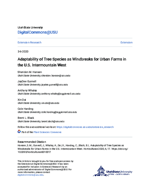 (PDF) Adaptability of Tree Species as Windbreaks for Urban Farms in the ...