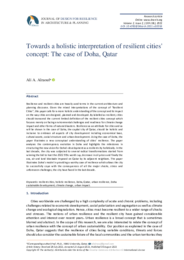 (PDF) Towards a holistic interpretation of resilient cities' concept ...