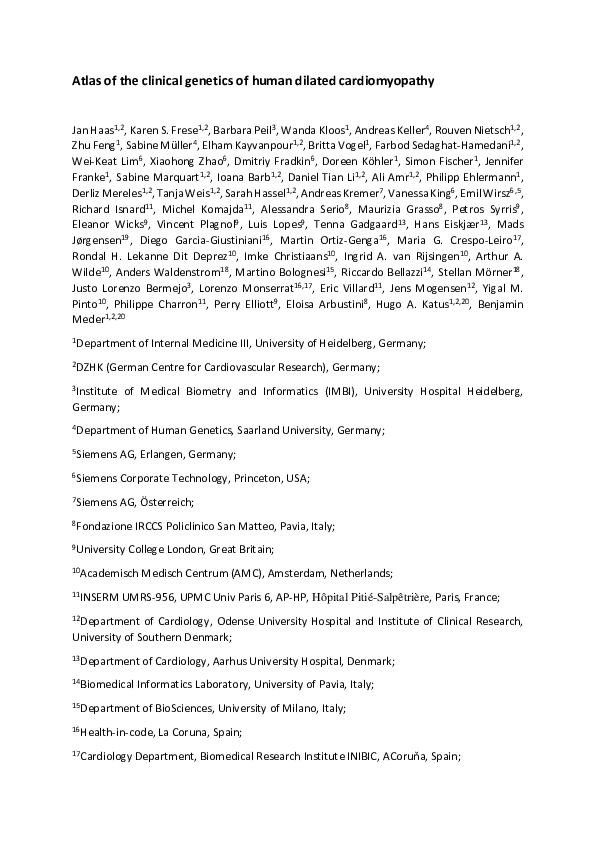 (PDF) Atlas of the clinical genetics of human dilated cardiomyopathy