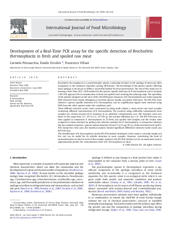(PDF) Development of a real-time PCR assay for the specific detection ...