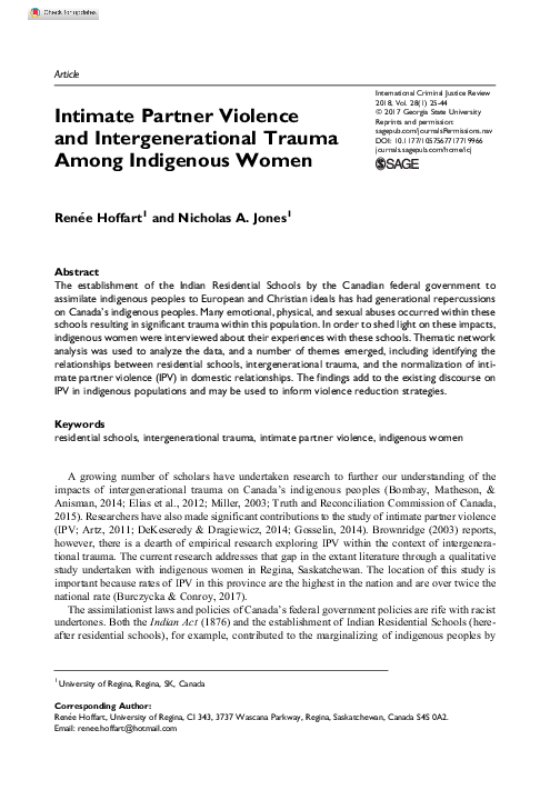 (PDF) Intimate Partner Violence and Intergenerational Trauma Among ...