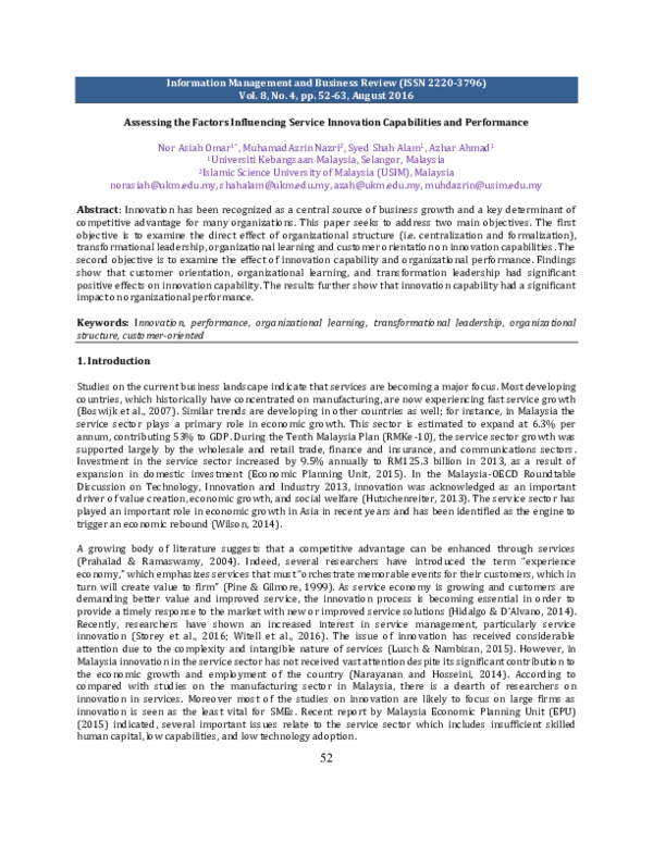 (PDF) Assessing the Factors Influencing Service Innovation Capabilities ...