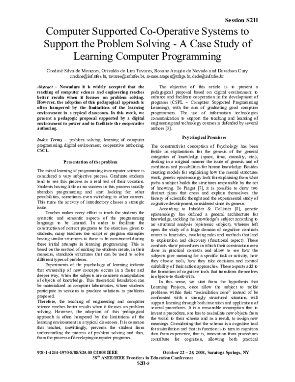 (PDF) Computer supported co-operative systems to support the problem ...